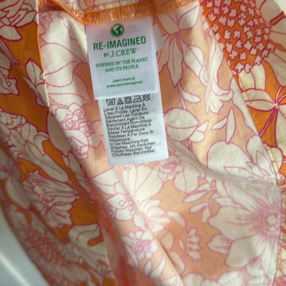 J crew Tie-front Strappy cotton poplin midi dress in‎ orange floral size Medium - Picture 7 of 9